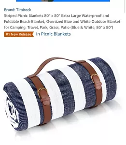 80 x 80 Picnic Blanket Extra Large Waterproof and Foldable Beach Blanket - Picture 1 of 5