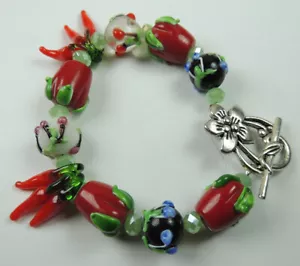 Obst Lampwork & Kristall Armband Handarbeit - Bild 1 von 2