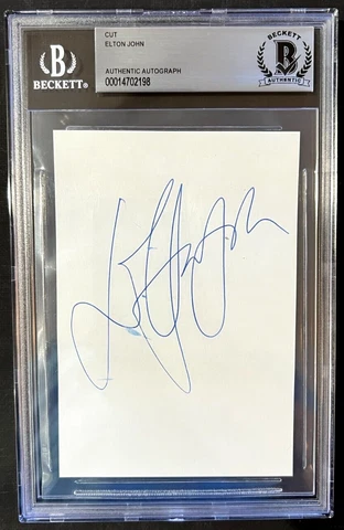 🔥🔥 VINTAGE SIR ELTON JOHN SIGNED AUTOGRAPHED CUT BECKETT SLABBED CERTIFIED Cover