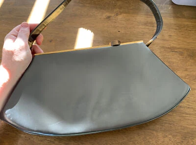1950s Vintage Metalic Mid Century Purse Gunmetal Grey Retro 50s Pinup Rockabilly - Image 1 of 4