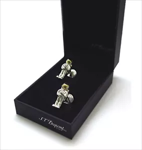 S.T.Dupont ASTRONAUT CUFFLINKS Brass Metal Color Silver Gold Size 20×7mm w/Box - Picture 1 of 5