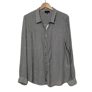 Lucky Brand Striped Gauze Blouse Womens Size XXL Black White Draped Viscose Cott - Picture 1 of 10