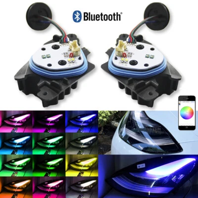 For Tesla Model Y Bluetooth APP Control RGBW MultiColor LED DRL Board Headlight  - Image 1 of 4