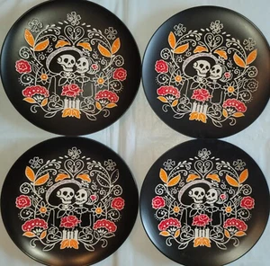 Spectrum Designz Mary Day Of Dead Lot Of 4 Dinner Plates Inhomestylez Blue Sky - Picture 1 of 12