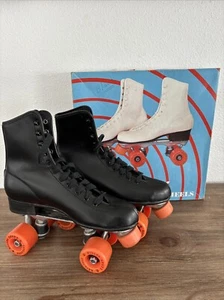 Vintage * Rollschuhe Derby * Herrenstiefel schwarz mit roten Urethanrollen Größe 8 - Bild 1 von 17