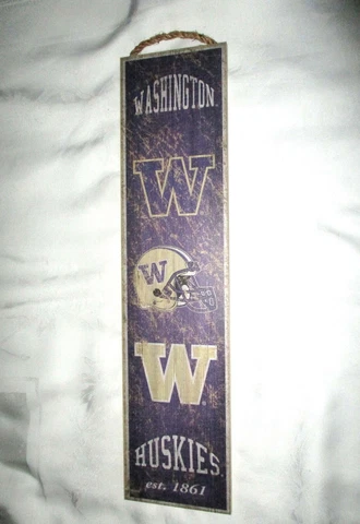 WASHINGTON HUSKIES Heritage Banner Wood Sign 24" x 6" #02 - NEW Cover