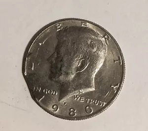 1980 P Kennedy Half Error Clipped planchet - Visible Reeds - Picture 1 of 3