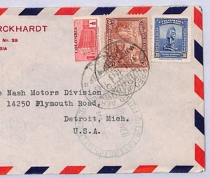 COLOMBIA Air Mai WW2 Censor Cover *Cali* 1945 USA Detroit {samwells-covers}YU135 - Picture 1 of 8