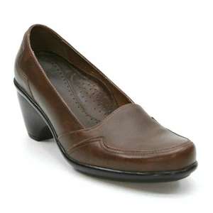 Dansko Ladies 38 Brown Leather Pumps Slip-on Moc Toe Loafers Pumps Heels - Picture 1 of 12