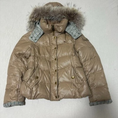 Burberry Blue Label Down Jacket Camel Faux Fur Hood Size 38/US:S Authentic - Image 1 of 4