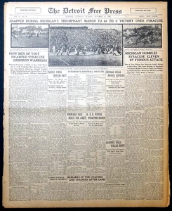 1909 Detroit Sports Section - Yost's Michigan Wolverines Crush Syracuse 43-0 - Picture 1 of 6