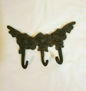 Cast Iron Hooks Floral Design 6 X 3 inches - Picture 1 of 2
