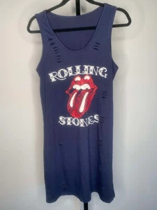 Vestido sin mangas Rolling Stones azul desgastado sin marca talla pequeña oversize - Imagen 1 de 4