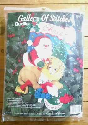 1994 VTG Christmas Stocking BUCILLA KIT Gallery Of Stitches PEACE ON EARTH NIP - Image 1 of 4
