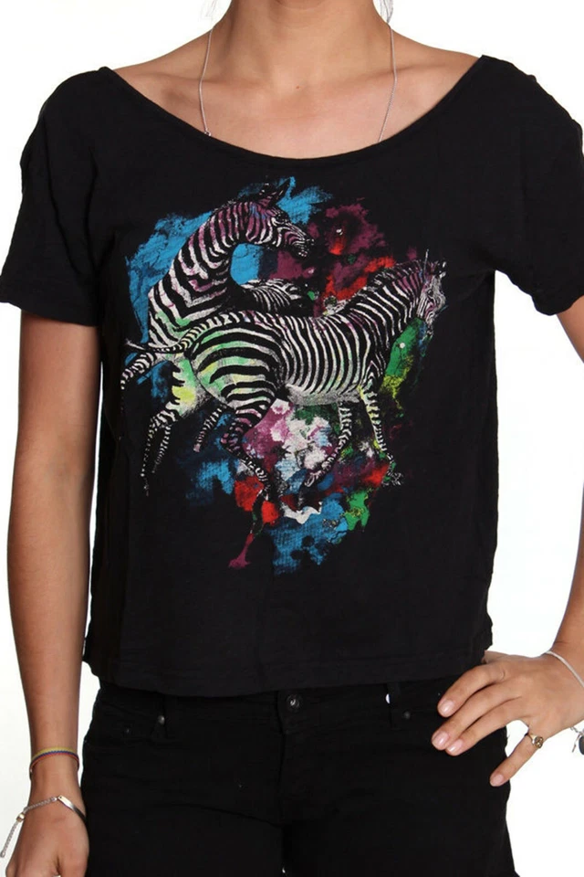 Iron Fist Large Space Zebras $52 CAD T-Shirt Black Short Scoop Neck Fashion Tee - Image 1 of 1