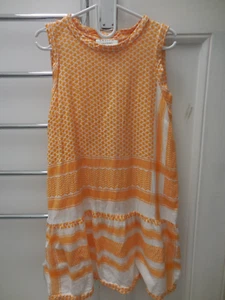 CECILIE COPENHAGEN TANGARINE + WHITE COTTON DRESS VGC S - Picture 1 of 4