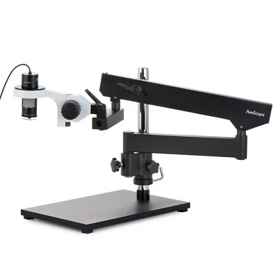 Microscópio polarizado AmScope 10-280X 5MP portátil USB LED + braço articulado + base - Imagem 1 de 4