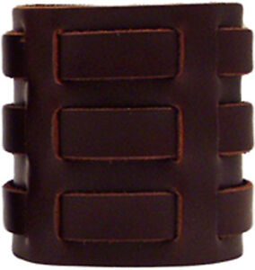 Men's Brown 3 Strap Leather Cuff Wristband - Genuine Leather - Handmade in USA 