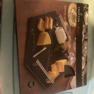 Tabla de servir CROFTON Chef's Collection pizarra de 6 lados asas de cobre, con patas nueva en caja - Imagen 1 de 3