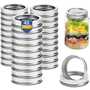 48 Pieces Regular Mouth Canning Rings, Mason Replacement Metal Rings - Split-... - Picture 1 of 7