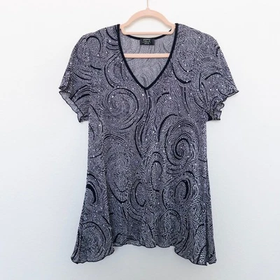 Blusa feminina Y2K Shannon Ford tamanho G preta redemoinho capricho celestial fada grunge - Imagem 1 de 4