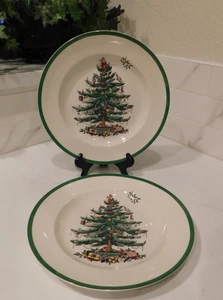 Spode CHRISTMAS TREE 10-5/8" DINNER PLATES Set of 2 S3324-A10 Macy's NEW - Picture 1 of 6