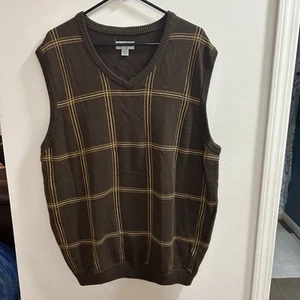 Walter Hagen Golf Sweater Vest Men's Large V-neck Brown - Picture 1 of 3