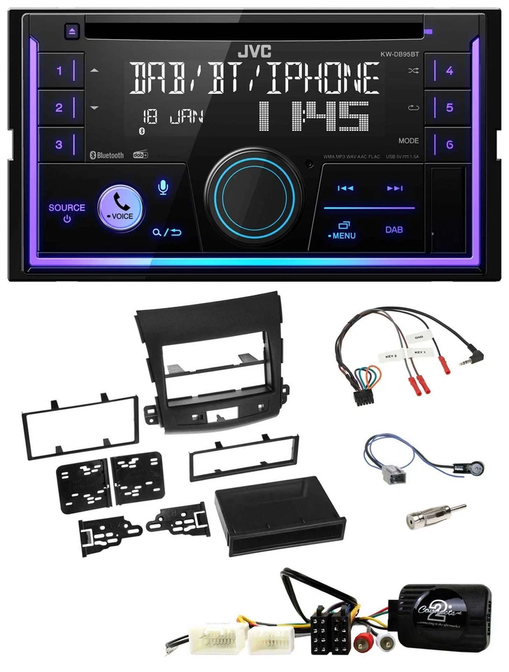 JVC Lenkrad USB 2DIN DAB Bluetooth CD Autoradio für Mitsubishi 2007-2010 Outland - Bild 1 von 4