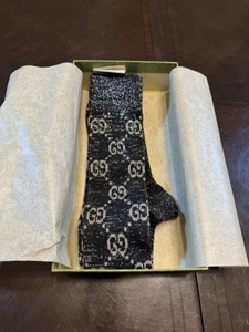 New Authentic Gucci GG Supreme Logo Socks Black Size S - Picture 1 of 9
