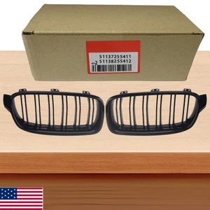 2x Gloss Black Front Kidney Grille Grills For BMW 3 Series F30 328i 335i 2012-18 - Picture 1 of 13