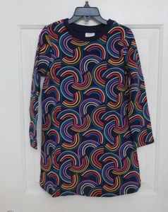 Neu mit Etikett Hanna Andersson marineblau bunt Regenbogenmuster Kleid Gr. 5 6/7 oder 8 - Bild 1 von 1