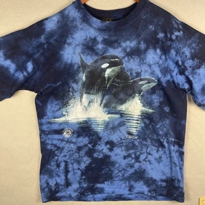Vintage Orca Tie Dye T Shirt Mens Large Blue Earth Nature Heavy Cotton 90s - Picture 1 of 8