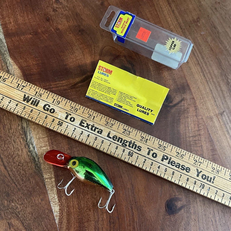 VINTAGE Pre Rapala Storm Magnum Wiggle Wart Rattle Crankbait Copper Green - Image 1 of 4