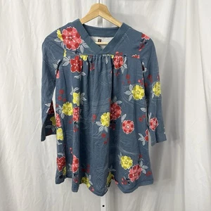 Tea Collection Dress Girls 12 Cotton Blue Gray Floral Print Pullover - Picture 1 of 9