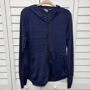 Athleta Pacifica Baja UPF Full Zip Lightweight Hooded Jacket Size Large Navy - Bild 1 von 10