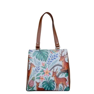 Leder Bedruckte Schultertasche für Damen - Hirschmuster Top Griff Handtasche... - Bild 1 von 1