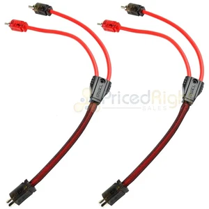 2 Pack 1 Female 2 Male RCA Splitter Cable Audio Competition Rated DS18 R1F2M - Picture 1 of 6