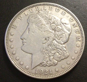 1921-D Morgan Silber Dollar, vz/au Detail. Neuwertiger Glanz! I63 - Bild 1 von 2
