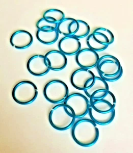 50 x Electric Blue Coloured Aluminium Open Jump Rings - Size 6x1mm. - Picture 1 of 4