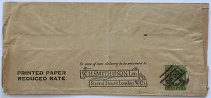 Großbritannien 1935 W. H. Smith & Sons grün 1,5d Wrapper nach Israel via Marseille - Bild 1 von 3