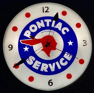 Pontiac Service Lighted Automobile Advertising Wall Clock Free Shipping - Picture 1 of 3