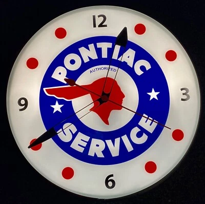 Pontiac Service Lighted Automobile Advertising Wall Clock Free Shipping - Image 1 of 3