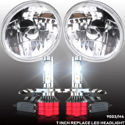 FOR Ford F150 1975-1979 7" Round LED Headlights Conversion Kit H4 High Low Beam Foto 1 de 4