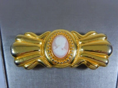 RARE SIGNED DOTTY SMITH HUGE VICTORIAN REVIVAL CAMEO GOLD TONE 2 PCE BELT BUCKLE - Image 1 of 4