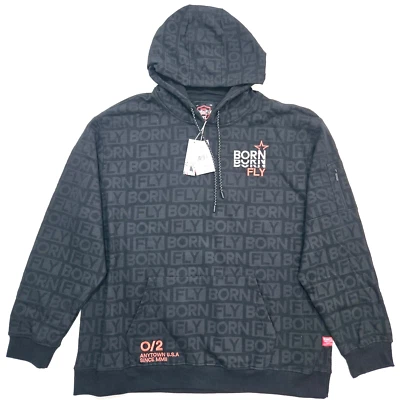 Born Fly Men's Black Big & Tall Classic Pullover Hoodie Cool Design Long Sleeve - Image 1 of 4