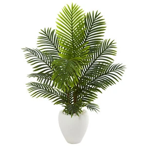 Paradise Palm faux Tree In White Planter Natural 4.5’ Decor - Picture 1 of 1