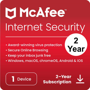 McAfee Internet Security Antivirus 2024 1 Device 2 Year 5 Minute EMAIL Delivery