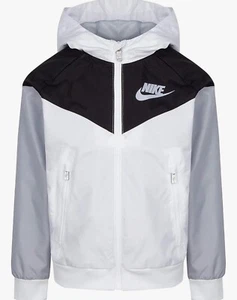 Nike Boy’s Sportswear Full Zip Windbreaker Hoodie Running White 4-5 Yrs Small - Picture 1 of 7