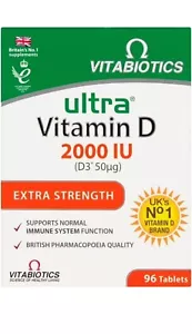VITABIOTICS ULTRA VITAMIN D 2000IU Extra Strength 96 TABLETS New Long Expiry - Picture 1 of 1