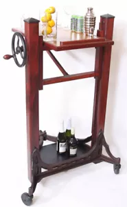 Wonderful Bar Cart, mechanical, vintage, antique, wood & iron, machine age - Picture 1 of 11